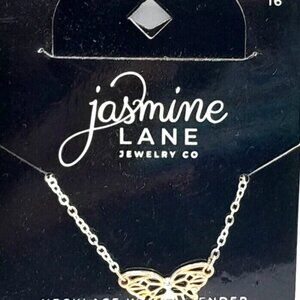 Jasmine Lane Jewelry Hypoallergenic Gold Tone 16" Butterfly Chain Necklace